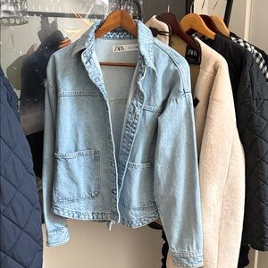 NWOT Zara Sky Blue Jean Jacket S
